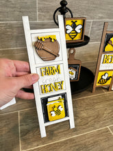Load image into Gallery viewer, MINI Bee Interchangeable Leaning Sign File SVG, Summer Tiered Tray Glowforge, LuckyHeartDesignsCo