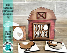 Load image into Gallery viewer, MINI Standing Barn Interchangeable Leaning Sign File SVG, Chicken Farm Tiered Tray Glowforge, LuckyHeartDesignsCo