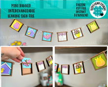 Load image into Gallery viewer, MINI Banner Interchangeable Leaning Sign File SVG, Frame Tiered Tray Glowforge, LuckyHeartDesignsCo
