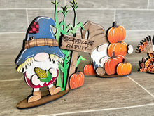 Load image into Gallery viewer, Fall Standing Small Gnome File SVG, Scarecrow Tiered Tray Holiday Decor, Glowforge, LuckyHeartDesignsCo