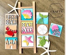 Load image into Gallery viewer, MINI Beach Interchangeable Leaning Sign File SVG, Summer Tiered Tray Glowforge, LuckyHeartDesignsCo
