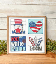 Load image into Gallery viewer, Fourth of July Interchangeable Leaning Sign File SVG, Glowforge, LuckyHeartDesignsCo