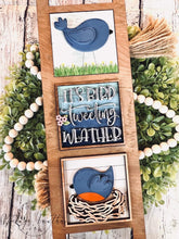 Load image into Gallery viewer, Bird Spring Interchangeable Leaning Sign File SVG, Tiered Tray Glowforge, LuckyHeartDesignsCo