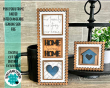 Load image into Gallery viewer, MINI Pearl Frame Backers Interchangeable Leaning Sign File SVG, Tiered Tray Glowforge, LuckyHeartDesignsCo