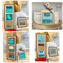 Load image into Gallery viewer, MINI Kitchen Interchangeable Leaning Sign File SVG, Tiered Tray Glowforge, LuckyHeartDesignsCo