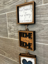 Load image into Gallery viewer, MINI Vertical Hanging Banner Interchangeable Leaning Sign File SVG, Frame Tiered Tray Glowforge, LuckyHeartDesignsCo