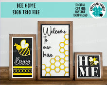 Load image into Gallery viewer, Bee Home Sign Trio File SVG, Glowforge Summer, LuckyHeartDesignsCo