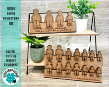 Load image into Gallery viewer, Sitting Family Mother's Day File SVG, Glowforge, Tiered Tray, Mother's Day, LuckyHeartDesignsCo