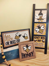 Load image into Gallery viewer, Bee Honey Interchangeable Leaning Sign File SVG, Glowforge Summer Tiered Tray, LuckyHeartDesignsCo