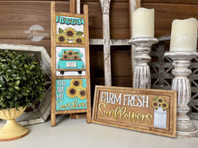 Load image into Gallery viewer, Sunflower Farms Interchangeable Leaning Sign File SVG, Tiered Tray Glowforge, LuckyHeartDesignsCo