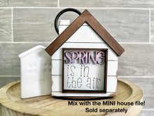 Load image into Gallery viewer, MINI Springtime Interchangeable Leaning Sign File SVG, Bird house, Flower, Umbrella, Tiered Tray Glowforge, LuckyHeartDesignsCo