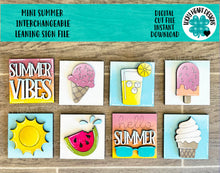 Load image into Gallery viewer, MINI Summer Interchangeable Leaning Sign File SVG, Tiered Tray Glowforge, LuckyHeartDesignsCo