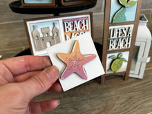 Load image into Gallery viewer, MINI Beach Interchangeable Leaning Sign File SVG, Summer Tiered Tray Glowforge, LuckyHeartDesignsCo