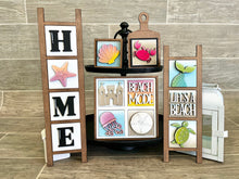 Load image into Gallery viewer, MINI Beach Interchangeable Leaning Sign File SVG, Summer Tiered Tray Glowforge, LuckyHeartDesignsCo