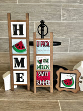 Load image into Gallery viewer, MINI Watermelon Interchangeable Leaning Sign File SVG, Summer fruit Tiered Tray Glowforge, LuckyHeartDesignsCo