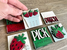 Load image into Gallery viewer, MINI Strawberry Interchangeable Leaning Sign File SVG, Summer fruit Tiered Tray Glowforge, LuckyHeartDesignsCo