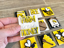 Load image into Gallery viewer, MINI Bee Interchangeable Leaning Sign File SVG, Summer Tiered Tray Glowforge, LuckyHeartDesignsCo