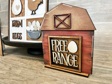 Load image into Gallery viewer, MINI Standing Barn Interchangeable Leaning Sign File SVG, Chicken Farm Tiered Tray Glowforge, LuckyHeartDesignsCo