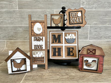 Load image into Gallery viewer, MINI Farm Interchangeable Leaning Sign File SVG, Chicken Eggs Barn Tiered Tray Glowforge, LuckyHeartDesignsCo