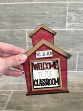 Load image into Gallery viewer, MINI Standing School Interchangeable Leaning Sign File SVG, Teacher Tiered Tray Glowforge, LuckyHeartDesignsCo