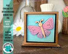 Load image into Gallery viewer, MINI Standing Box Frame Interchangeable Leaning Sign File SVG, Tiered Tray Glowforge, LuckyHeartDesignsCo