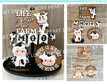Load image into Gallery viewer, Cow Farm Quick and Easy Tiered Tray File SVG, Glowforge Tier Tray Farmhouse Decor, LuckyHeartDesignsCo
