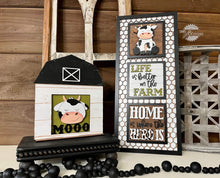 Load image into Gallery viewer, Cow Farm Interchangeable Leaning Sign File SVG, Farm Tiered Tray Glowforge, LuckyHeartDesignsCo