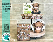 Load image into Gallery viewer, Highland Cow Quick and Easy Tiered Tray File SVG, Glowforge Tier Tray Farmhouse Decor, LuckyHeartDesignsCo