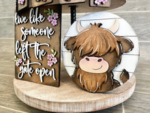 Load image into Gallery viewer, Highland Cow Quick and Easy Tiered Tray File SVG, Glowforge Tier Tray Farmhouse Decor, LuckyHeartDesignsCo
