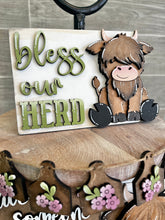 Load image into Gallery viewer, Highland Cow Quick and Easy Tiered Tray File SVG, Glowforge Tier Tray Farmhouse Decor, LuckyHeartDesignsCo