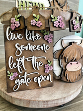 Load image into Gallery viewer, Highland Cow Quick and Easy Tiered Tray File SVG, Glowforge Tier Tray Farmhouse Decor, LuckyHeartDesignsCo