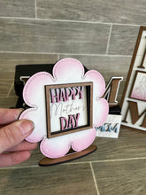 Load image into Gallery viewer, MINI Mother's Day Interchangeable Leaning Sign File SVG, MOM Tiered Tray Glowforge, LuckyHeartDesignsCo