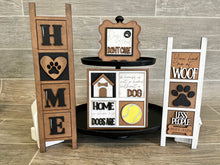 Load image into Gallery viewer, MINI Dog Interchangeable Leaning Sign File SVG, Tiered Tray Glowforge, LuckyHeartDesignsCo