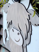 Load image into Gallery viewer, Highland Cow Tag Door Hanger File SVG, Farm Glowforge, LuckyHeartDesignsCo
