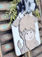 Load image into Gallery viewer, Highland Cow Tag Door Hanger File SVG, Farm Glowforge, LuckyHeartDesignsCo