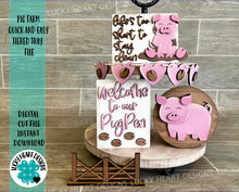 Load image into Gallery viewer, Pig Farm Quick and Easy Tiered Tray File SVG, Glowforge Tier Tray Farmhouse Decor, LuckyHeartDesignsCo