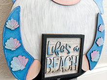 Load image into Gallery viewer, Beach Summer Tall Porch Interchangeable Leaning Sign Gnome File SVG, Glowforge Mermaid, LuckyHeartDesignsCo