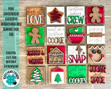 Load image into Gallery viewer, MINI Gingerbread Christmas Interchangeable Leaning Sign File SVG, Cookies Santa Tiered Tray Glowforge, LuckyHeartDesignsCo