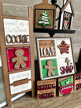 Load image into Gallery viewer, MINI Gingerbread Christmas Interchangeable Leaning Sign File SVG, Cookies Santa Tiered Tray Glowforge, LuckyHeartDesignsCo