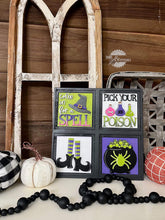 Load image into Gallery viewer, This Is Halloween Interchangeable Leaning Sign File SVG, Glowforge Tiered Tray, LuckyHeartDesignsCo