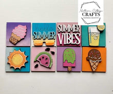 Load image into Gallery viewer, MINI Summer Interchangeable Leaning Sign File SVG, Tiered Tray Glowforge, LuckyHeartDesignsCo