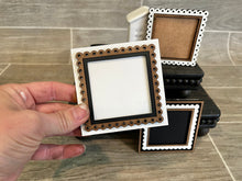 Load image into Gallery viewer, MINI Decorative Frame Backers Interchangeable Leaning Sign File SVG, Tiered Tray Glowforge, LuckyHeartDesignsCo