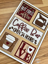 Load image into Gallery viewer, Coffee Bar Interchangeable Leaning Sign File SVG, Glowforge Laser, Tiered Tray, LuckyHeartDesignsCo