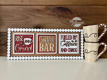 Load image into Gallery viewer, Coffee Bar Interchangeable Leaning Sign File SVG, Glowforge Laser, Tiered Tray, LuckyHeartDesignsCo