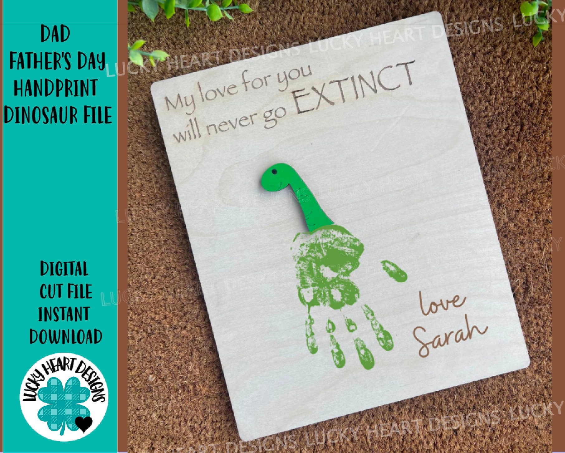 Dad Father's Day Handprint Dinosaur File SVG, Grandpa Gift