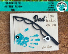 Load image into Gallery viewer, Dad Father's Day Handprint Fishing File SVG, Grandpa Gift, Glowforge, LuckyHeartDesignsCO