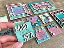 Load image into Gallery viewer, MINI Mermaid Interchangeable Leaning Sign File SVG, Summer Tiered Tray Glowforge, LuckyHeartDesignsCo