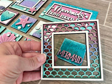 Load image into Gallery viewer, MINI Mermaid Interchangeable Leaning Sign File SVG, Summer Tiered Tray Glowforge, LuckyHeartDesignsCo