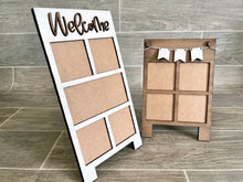 Load image into Gallery viewer, MINI Sandwich Board Interchangeable Leaning Sign File SVG, RECTANGLE, easel sign Tiered Tray Glowforge, LuckyHeartDesignsCo