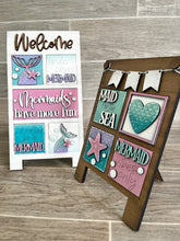 Load image into Gallery viewer, MINI Sandwich Board Interchangeable Leaning Sign File SVG, RECTANGLE, easel sign Tiered Tray Glowforge, LuckyHeartDesignsCo